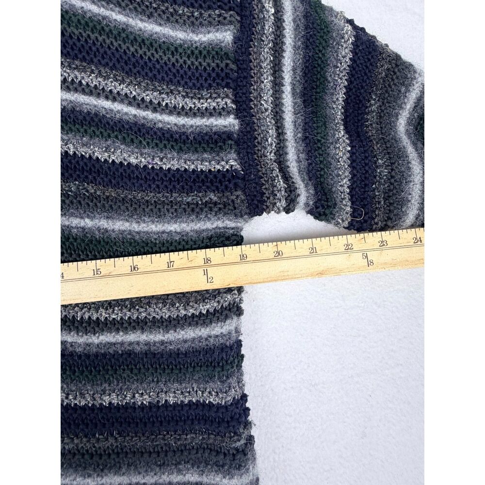 Perry Ellis Striped Knit Crewneck Sweater Men's M Navy Green Gray - Picture 6 of 6